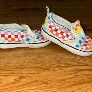Vans Kids' Colorful Checkered Slip-On Sneakers